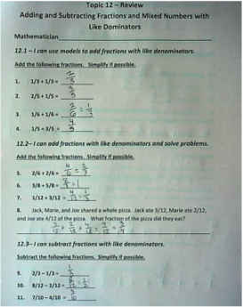 Topic - 12th Grade Math